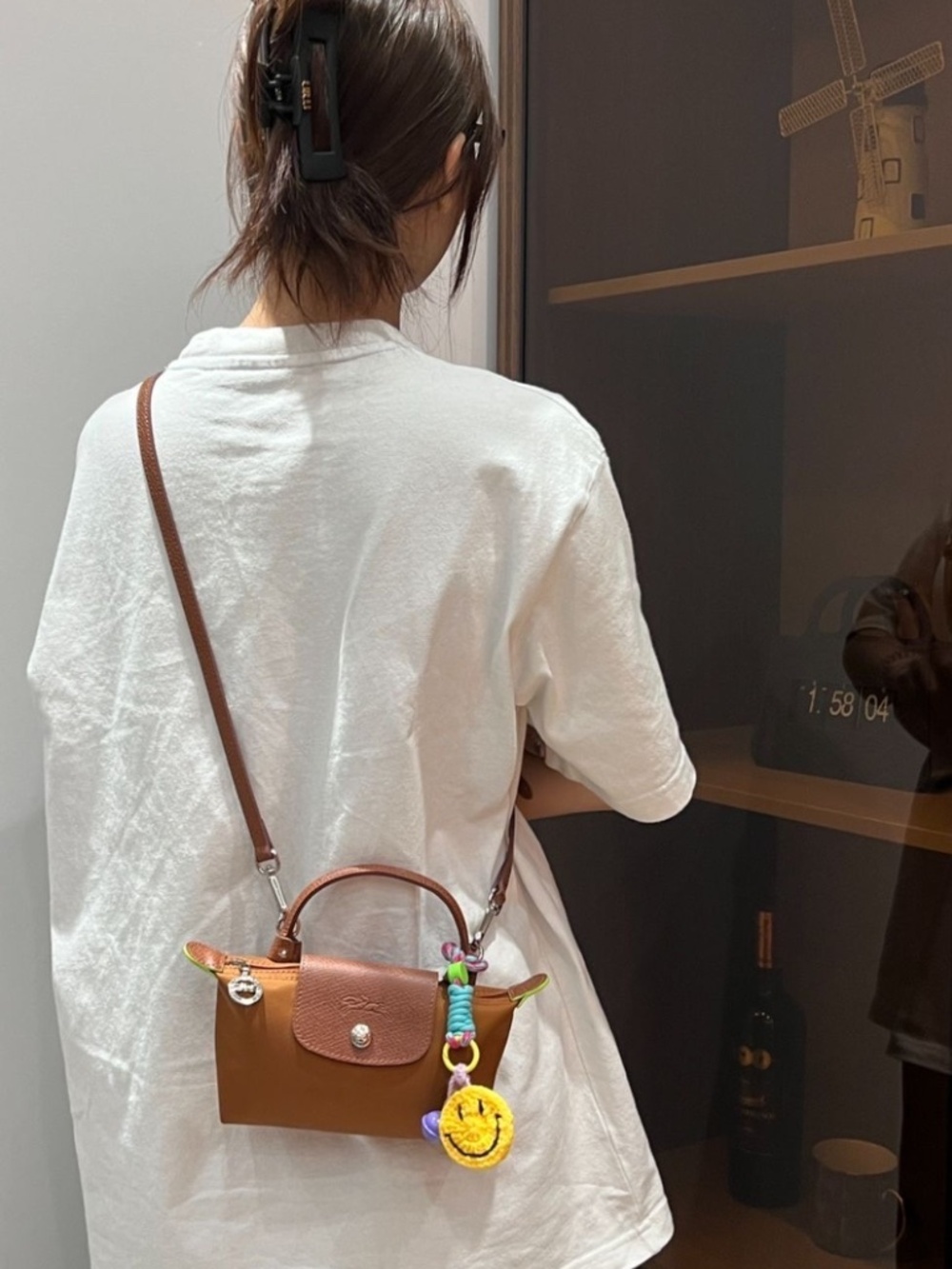 New Longchamp mini cognac